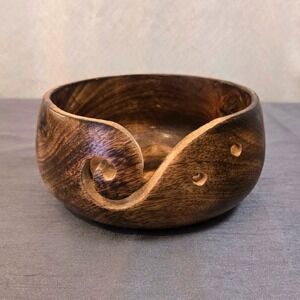 Handmade Wooden Yarn Bowl Knitting Crochet Craft Storage Organizer